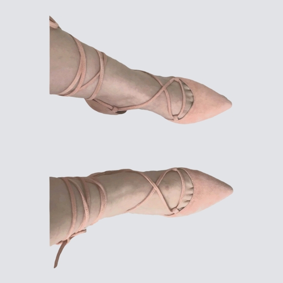 🔥Jeffrey Campbell PINK SUEDE LACE UP Kitten HEELS Size 7.5 - Picture 7 of 7